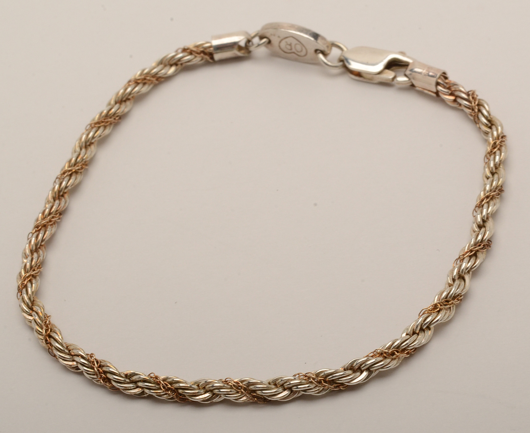 Sterling Silver and 14K Yellow Gold Chain Bracelet