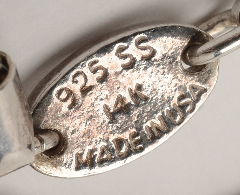 Sterling Silver and 14K Yellow Gold Chain Bracelet