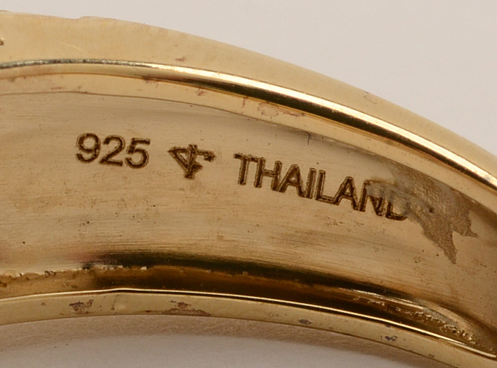 Two Sterling Silver Vermeil Rings with Semi-Precious Gemstones