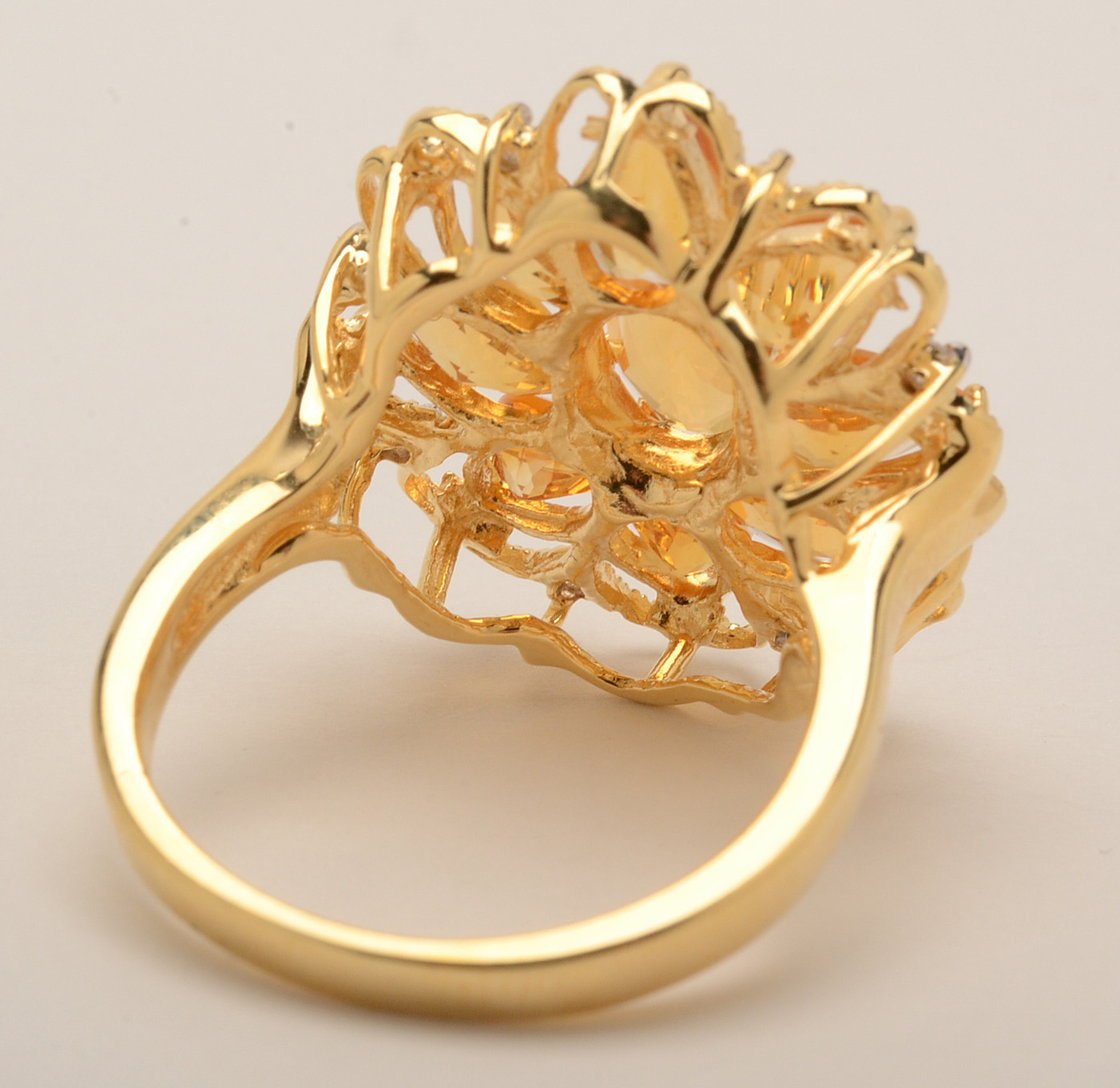 Two Sterling Silver Vermeil Rings with Semi-Precious Gemstones