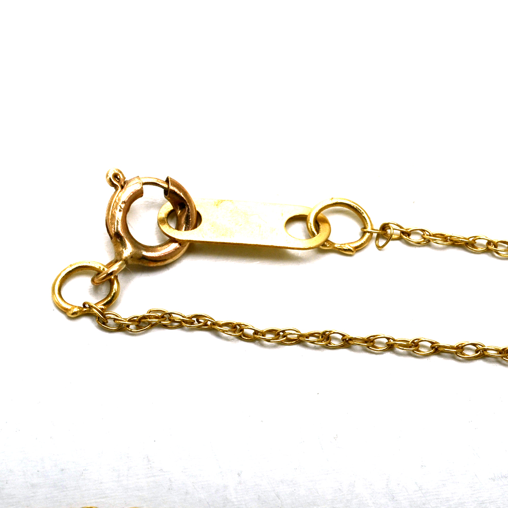 10K Yellow Gold Blue Sapphire and Diamond Pendant Necklace