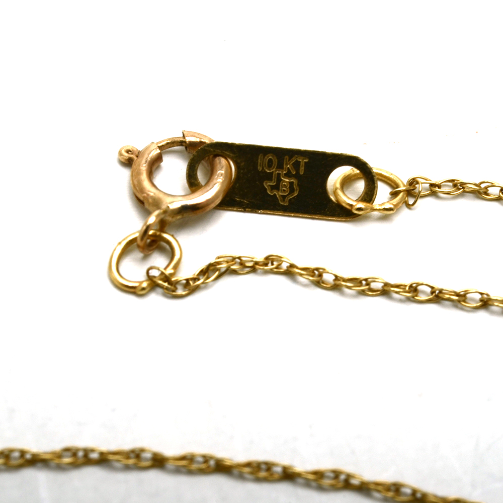 10K Yellow Gold Blue Sapphire and Diamond Pendant Necklace