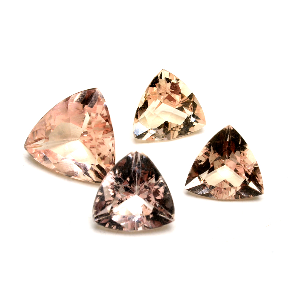 Loose 7.19 CTW Trillion Cut Morganite Gemstones