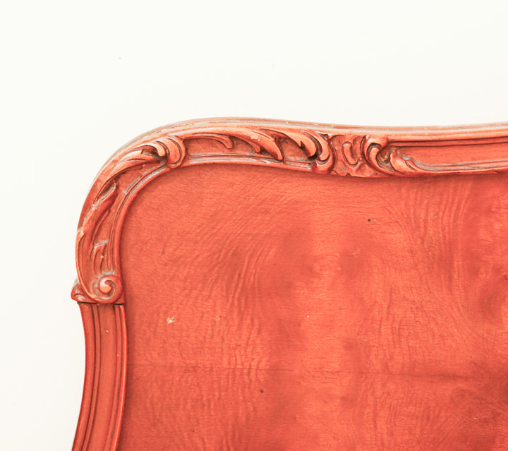 Wood Panel Bed With Carved and Burl Veneer Details