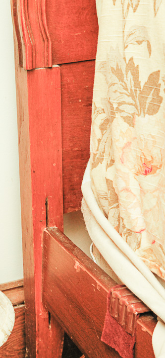 Wood Panel Bed With Carved and Burl Veneer Details