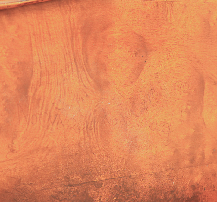 Wood Panel Bed With Carved and Burl Veneer Details