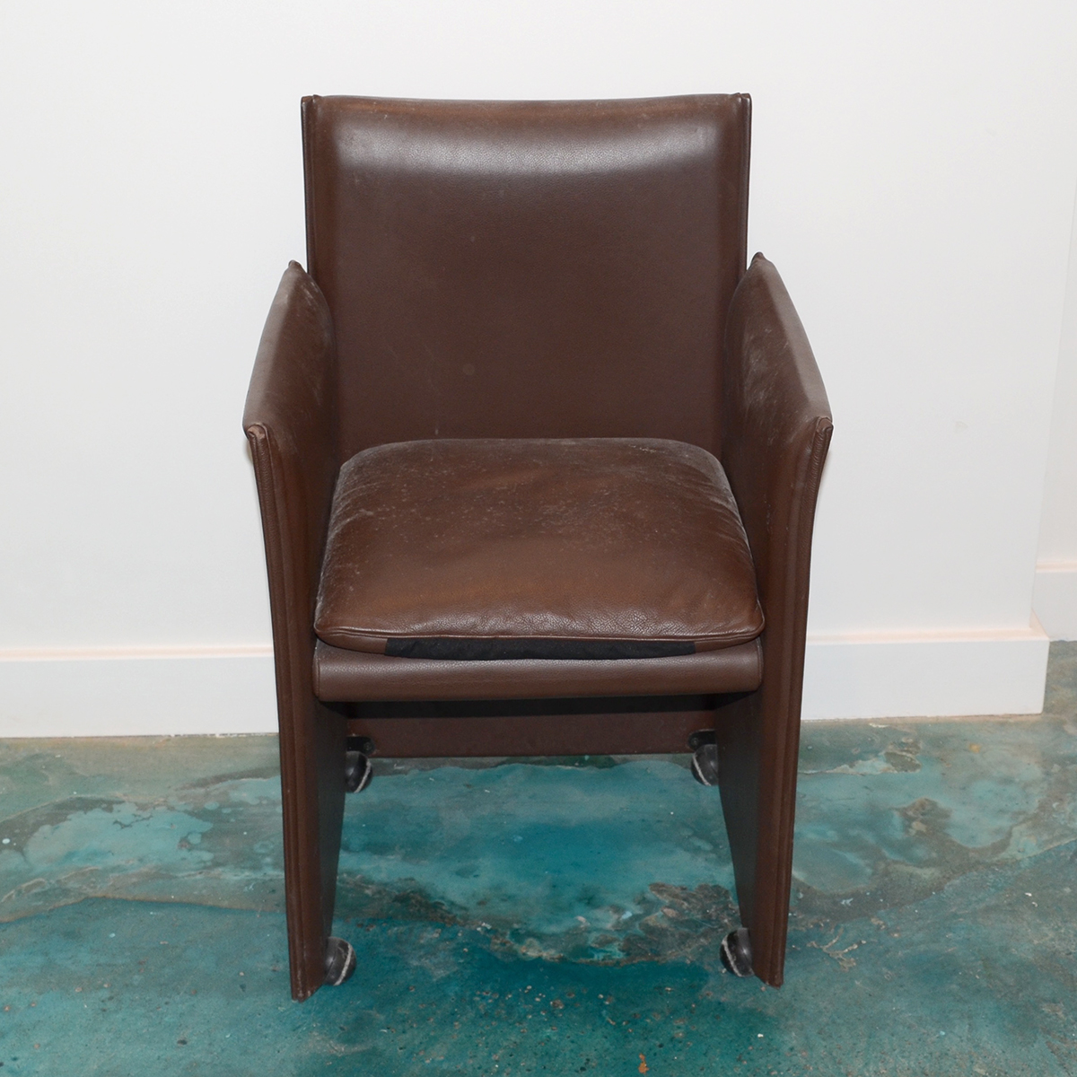 Modernist Style Brown Leather Armchair by Cassina