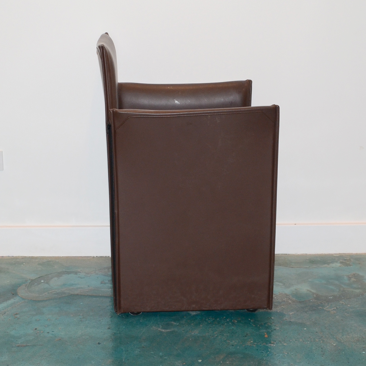 Modernist Style Brown Leather Armchair by Cassina