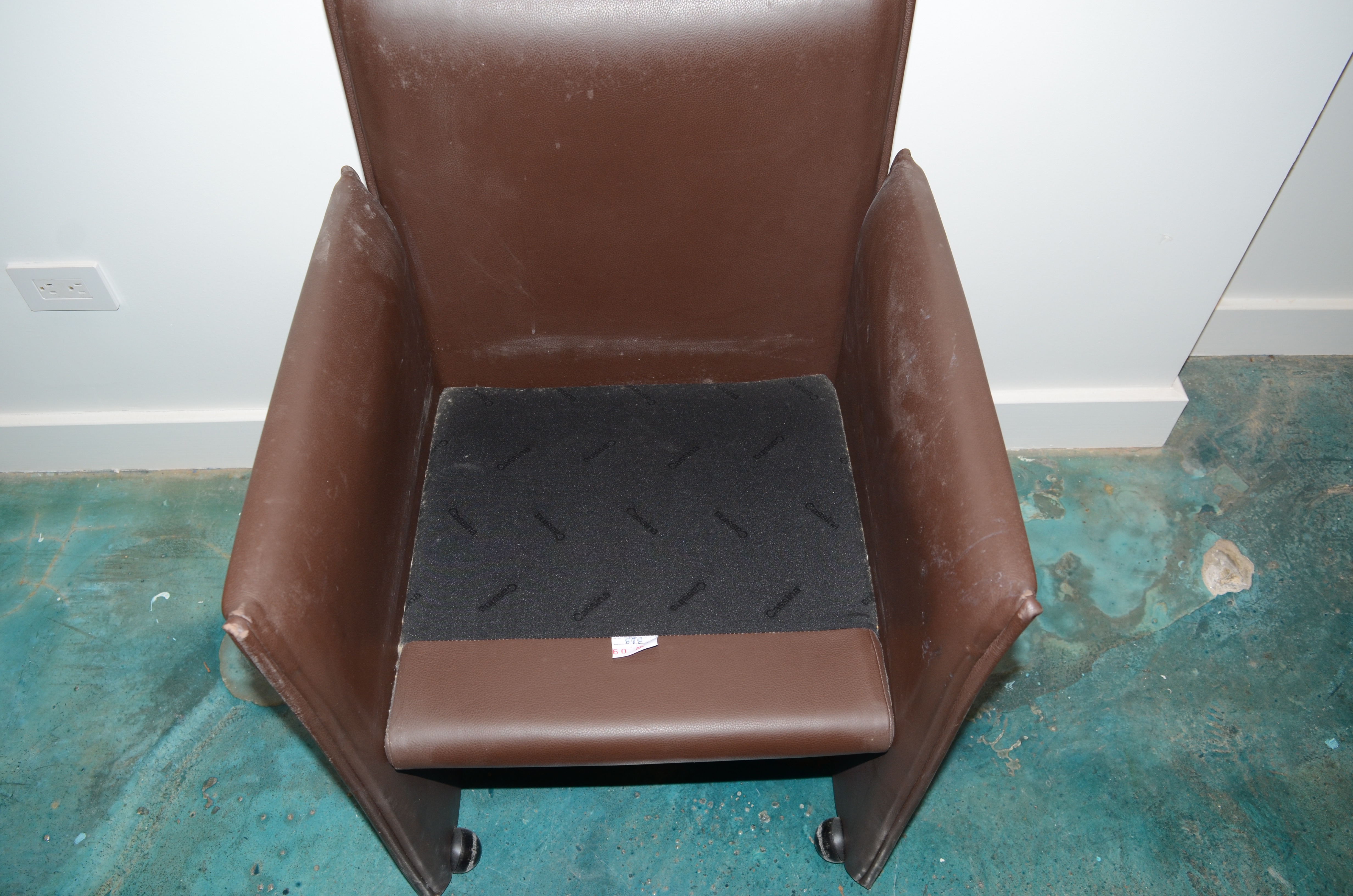 Modernist Style Brown Leather Armchair by Cassina