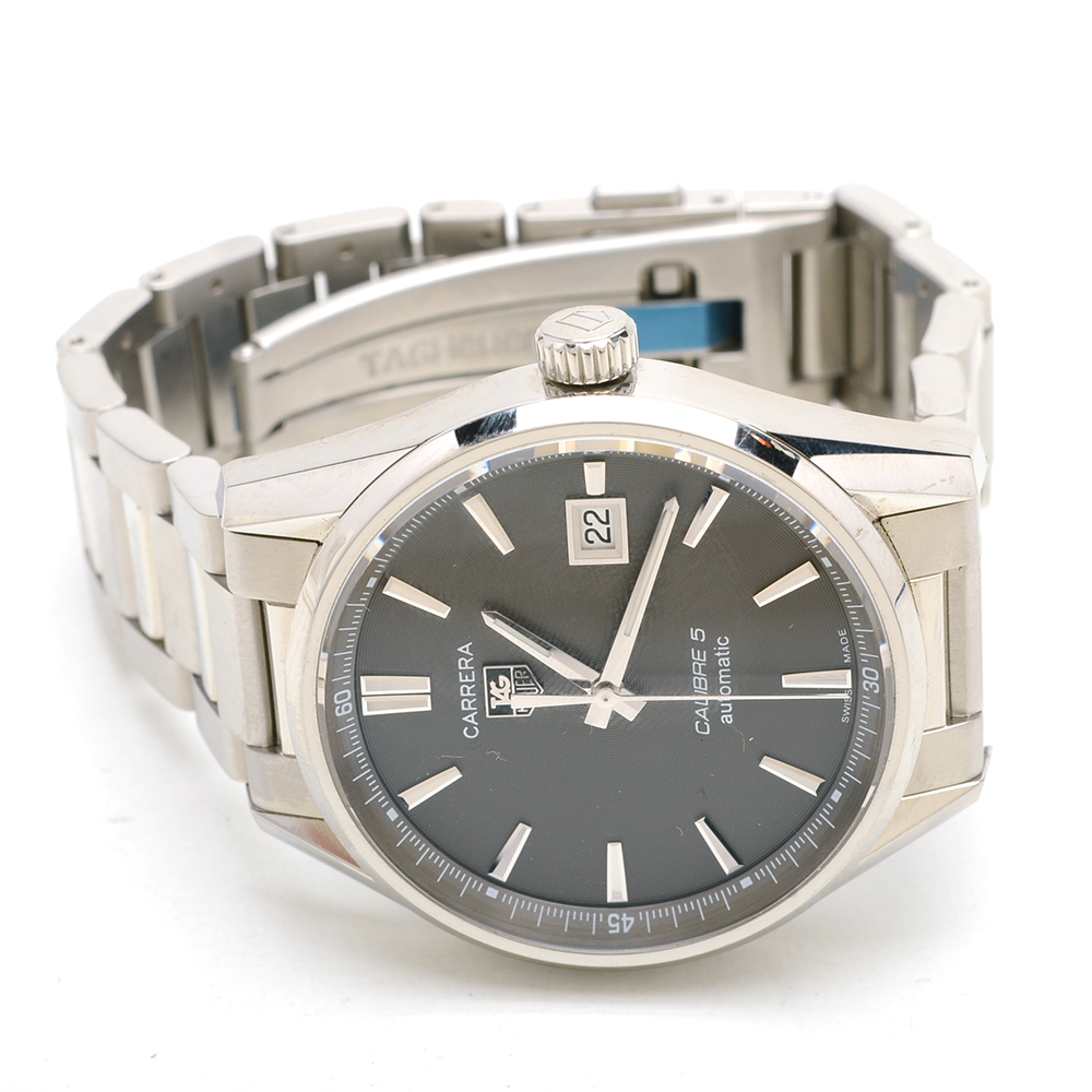 Men's Tag Heuer Carrera Date 39 mm Calibre 5 Grey Steel Automatic