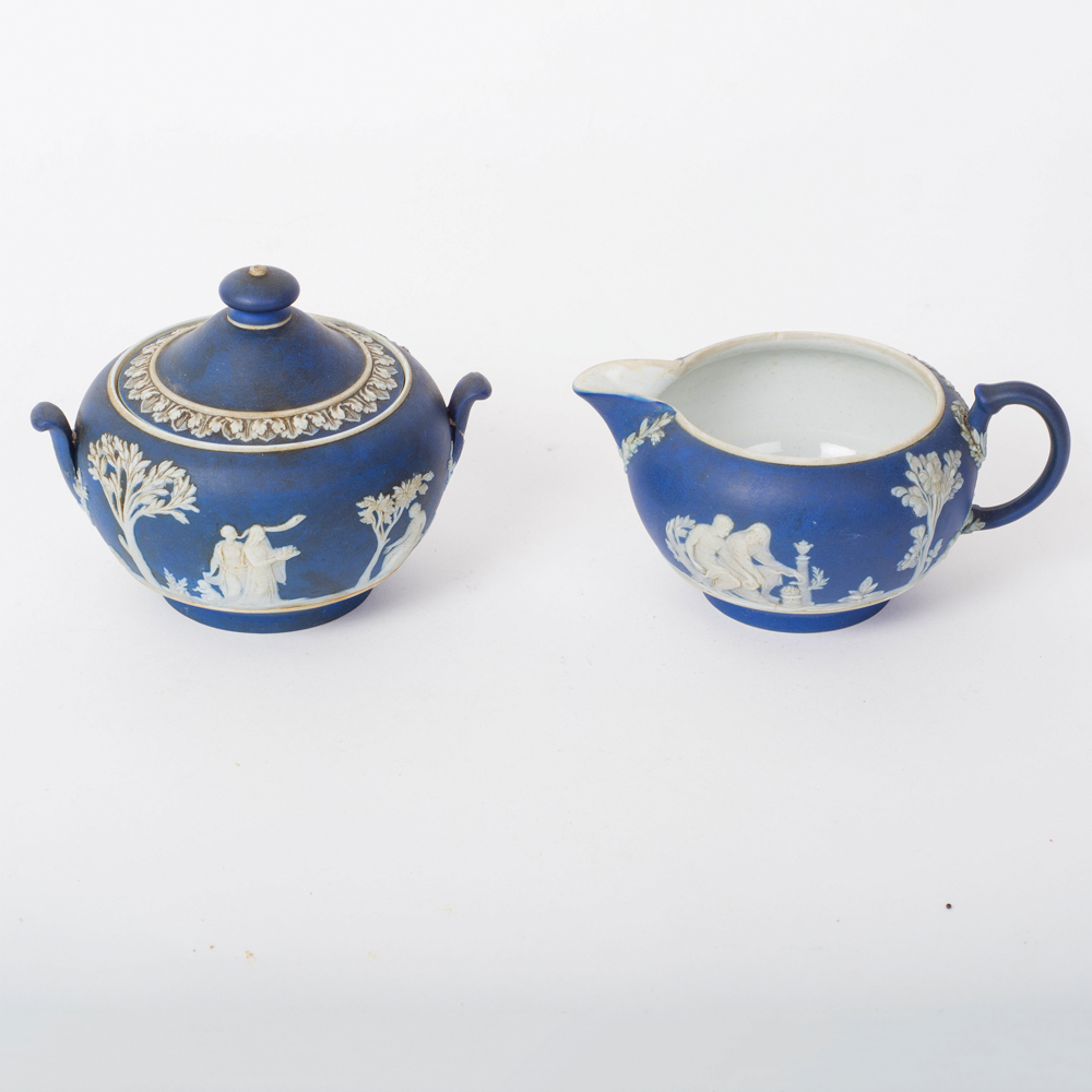 Vintage Wedgwood Jasperware Cream Pitcher and Sugar Bowl