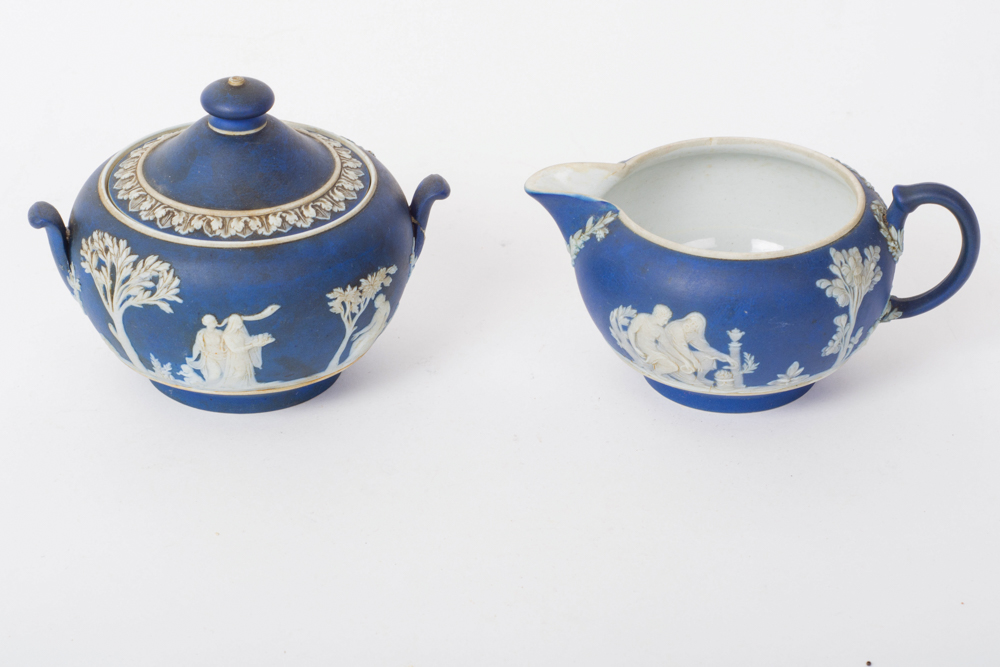 Vintage Wedgwood Jasperware Cream Pitcher and Sugar Bowl