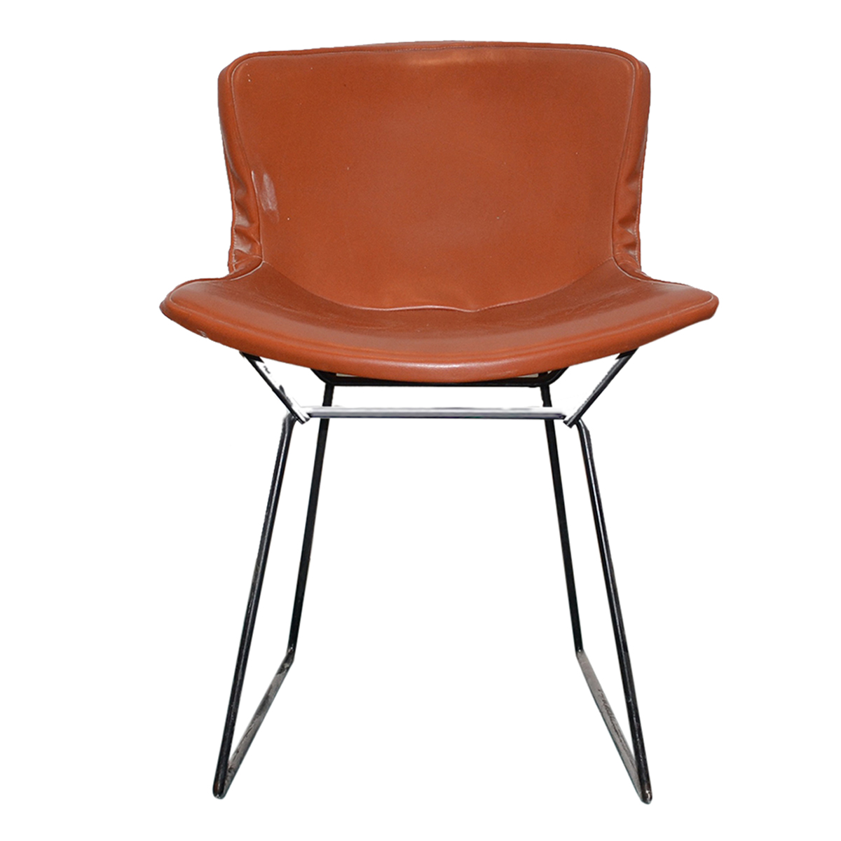 Metal and Leather Side Chair by Harry Bertoia for Knoll