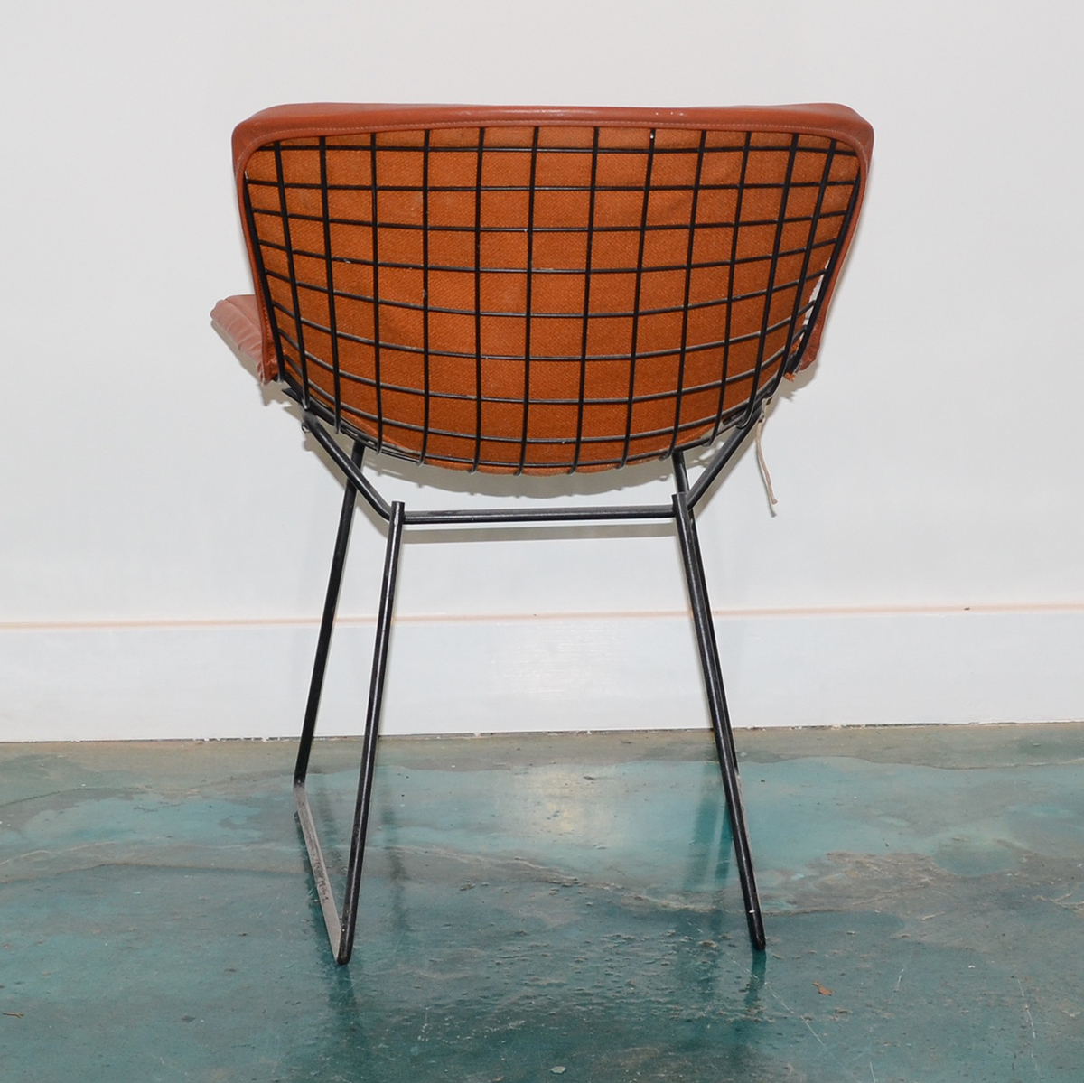 Metal and Leather Side Chair by Harry Bertoia for Knoll