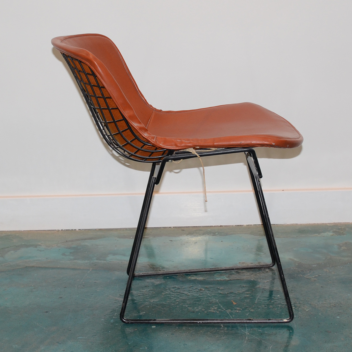 Metal and Leather Side Chair by Harry Bertoia for Knoll
