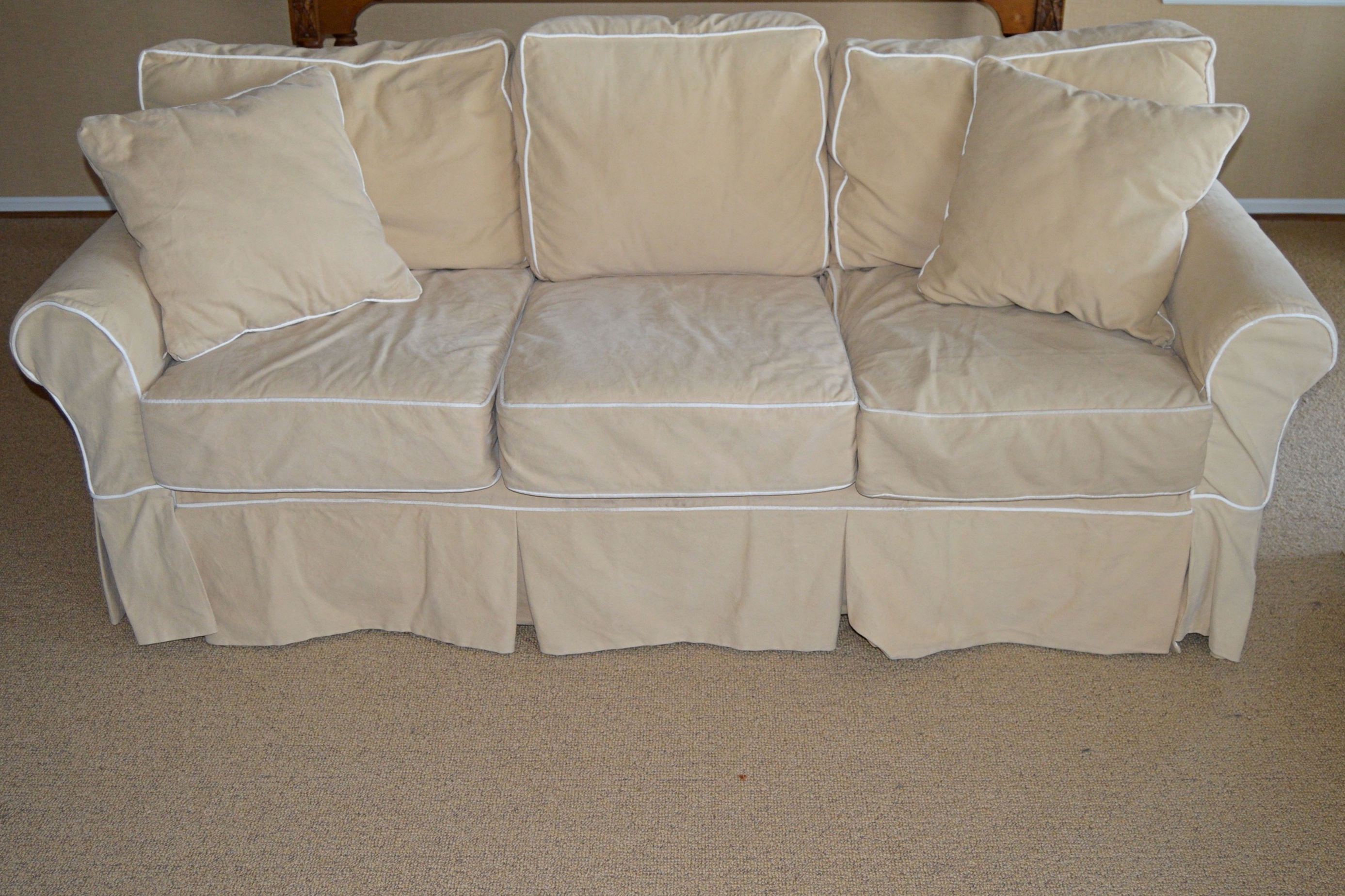 Four Seasons Tan Slipcovered Sofa