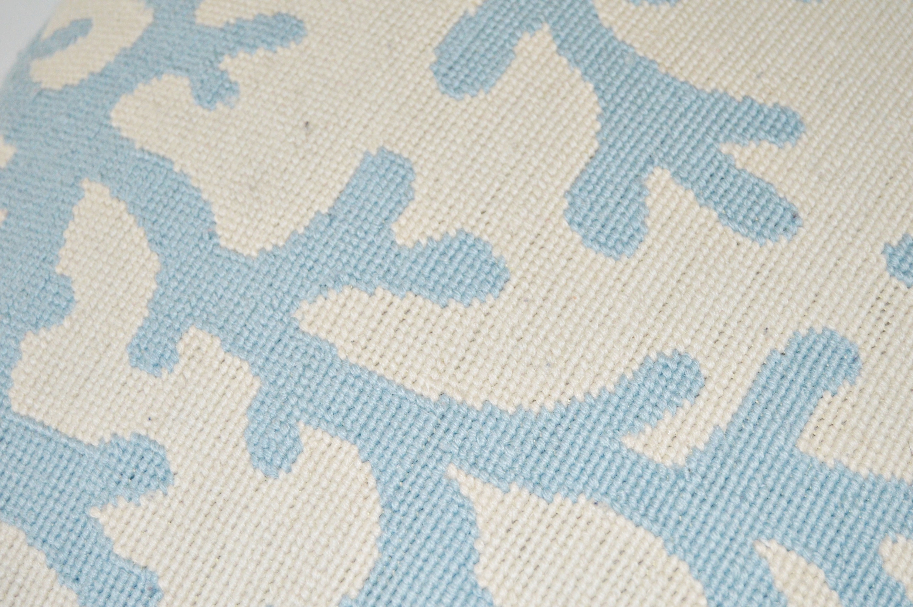 Coral Needlepoint Stool and Pillows