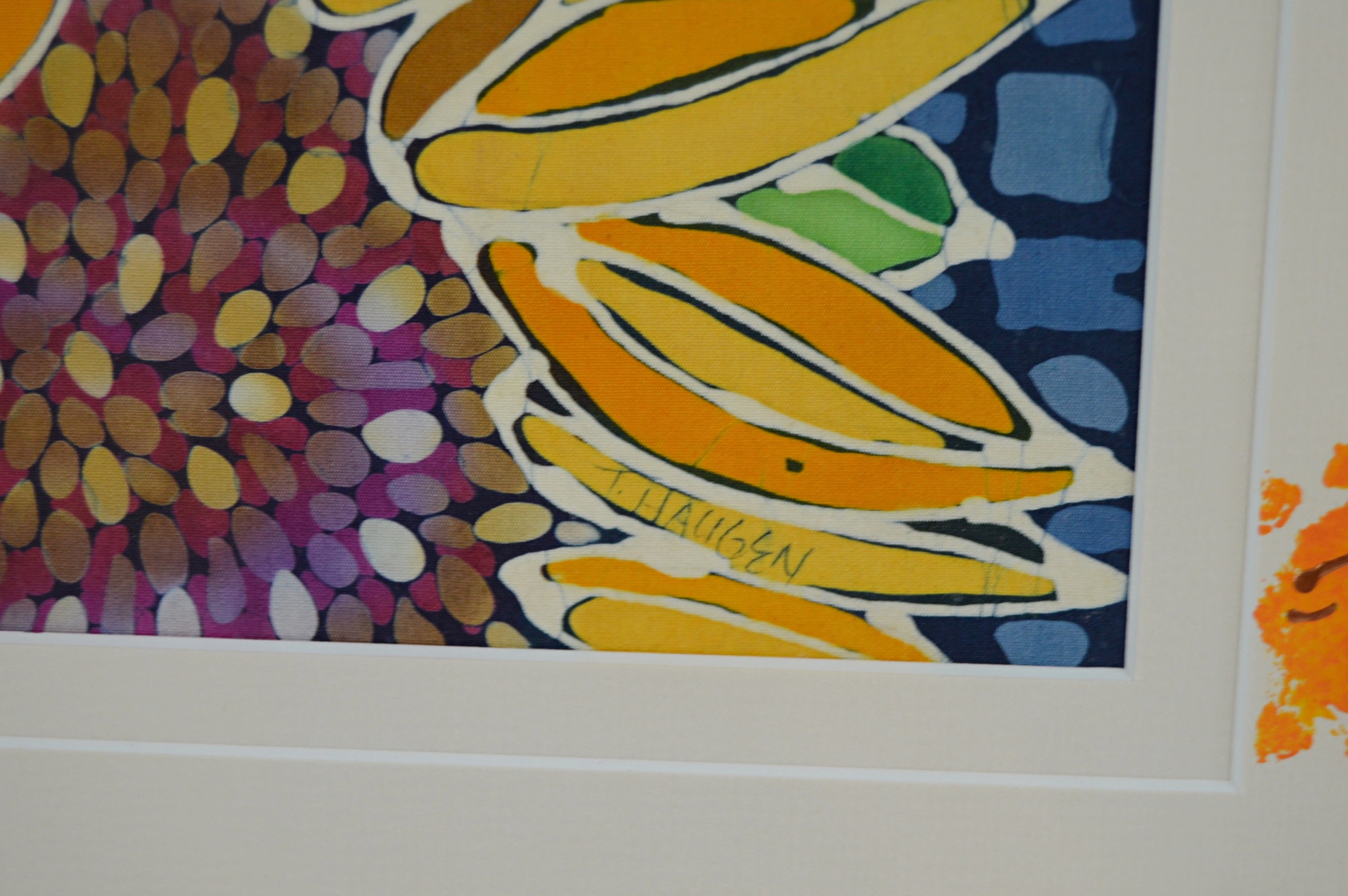 T. Haugen Framed Batik Sunflower