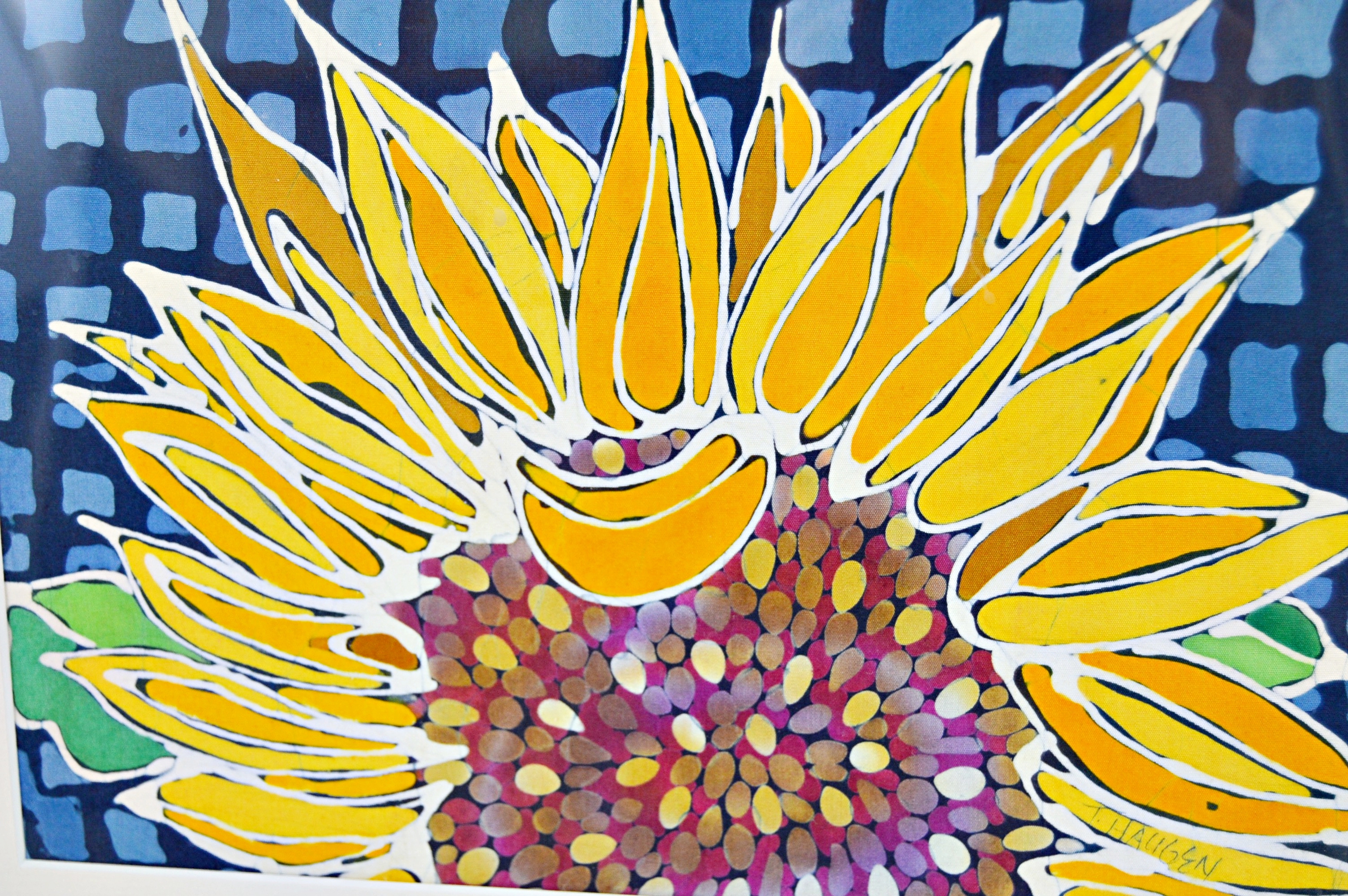 T. Haugen Framed Batik Sunflower