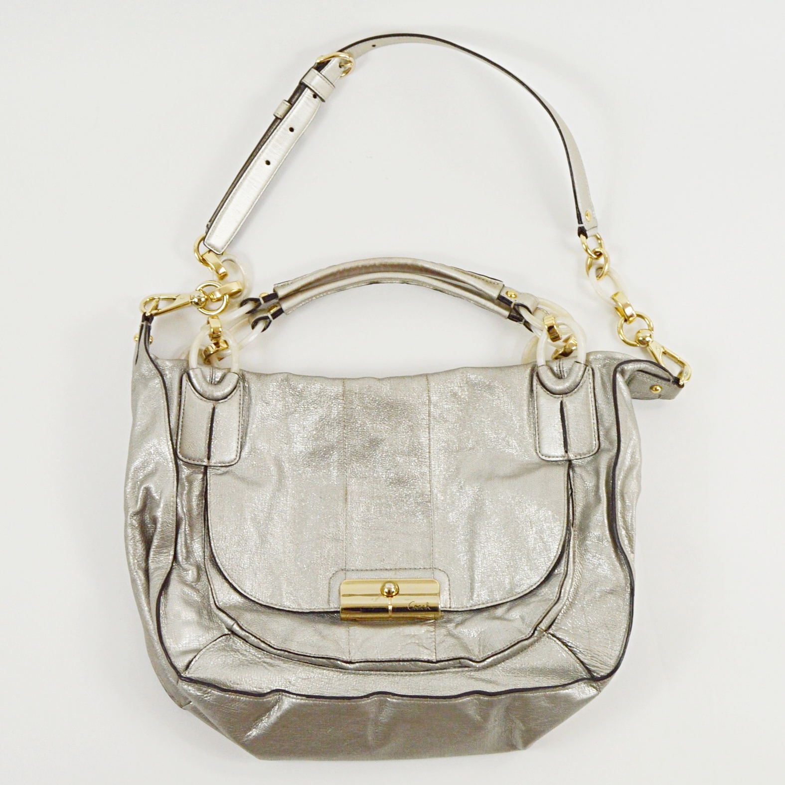 Metallic Coach Shoulder Bag