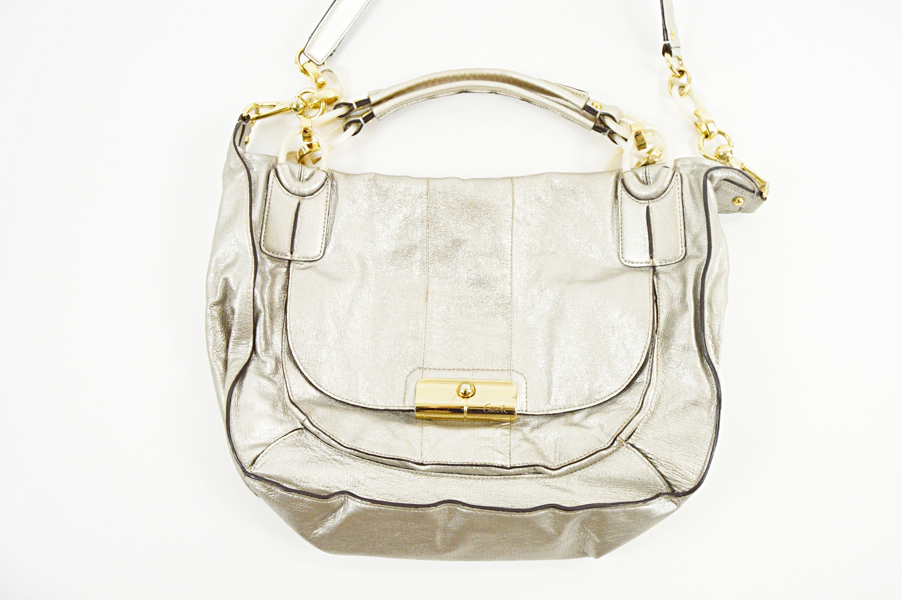 Metallic Coach Shoulder Bag