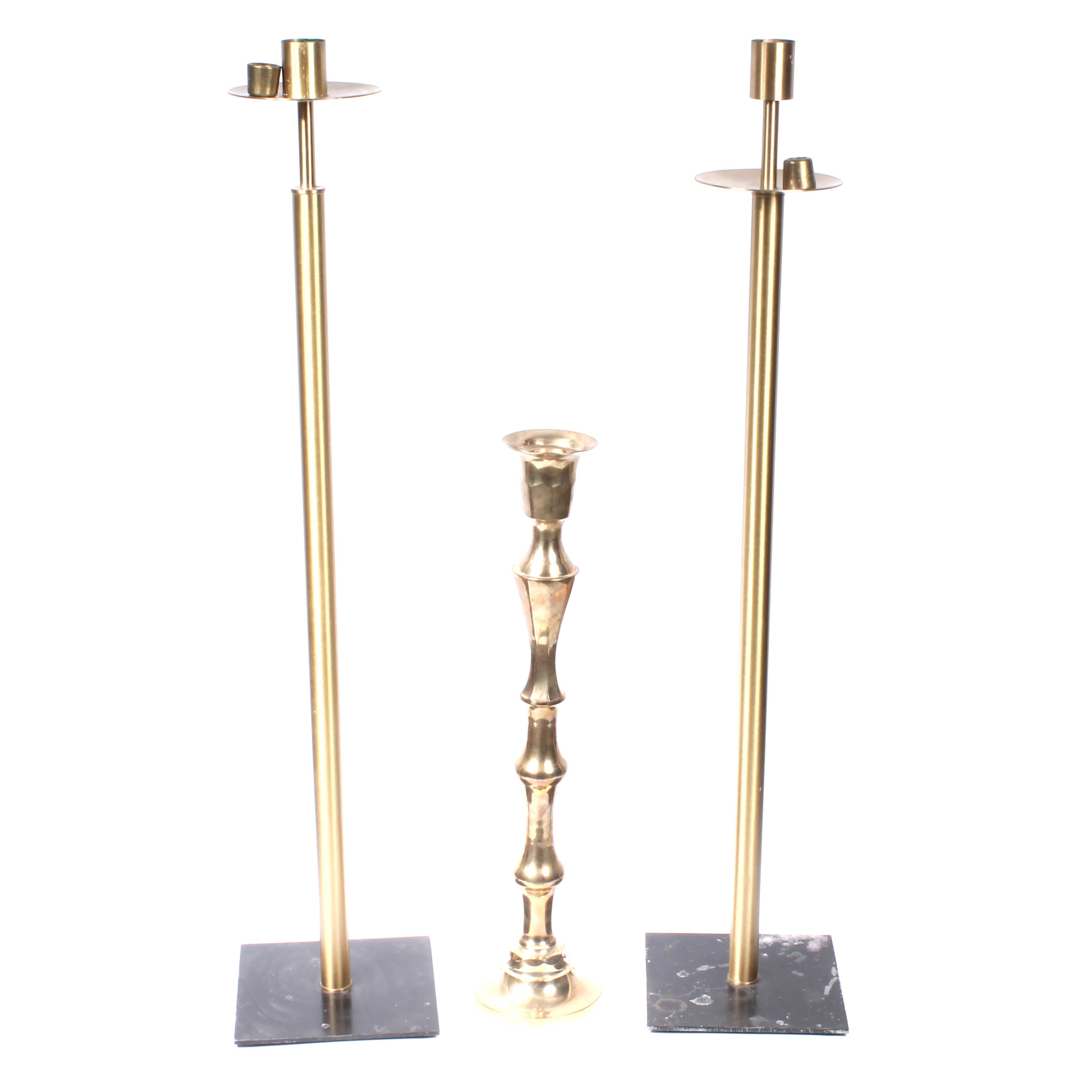 Three Brass Church Candleholders