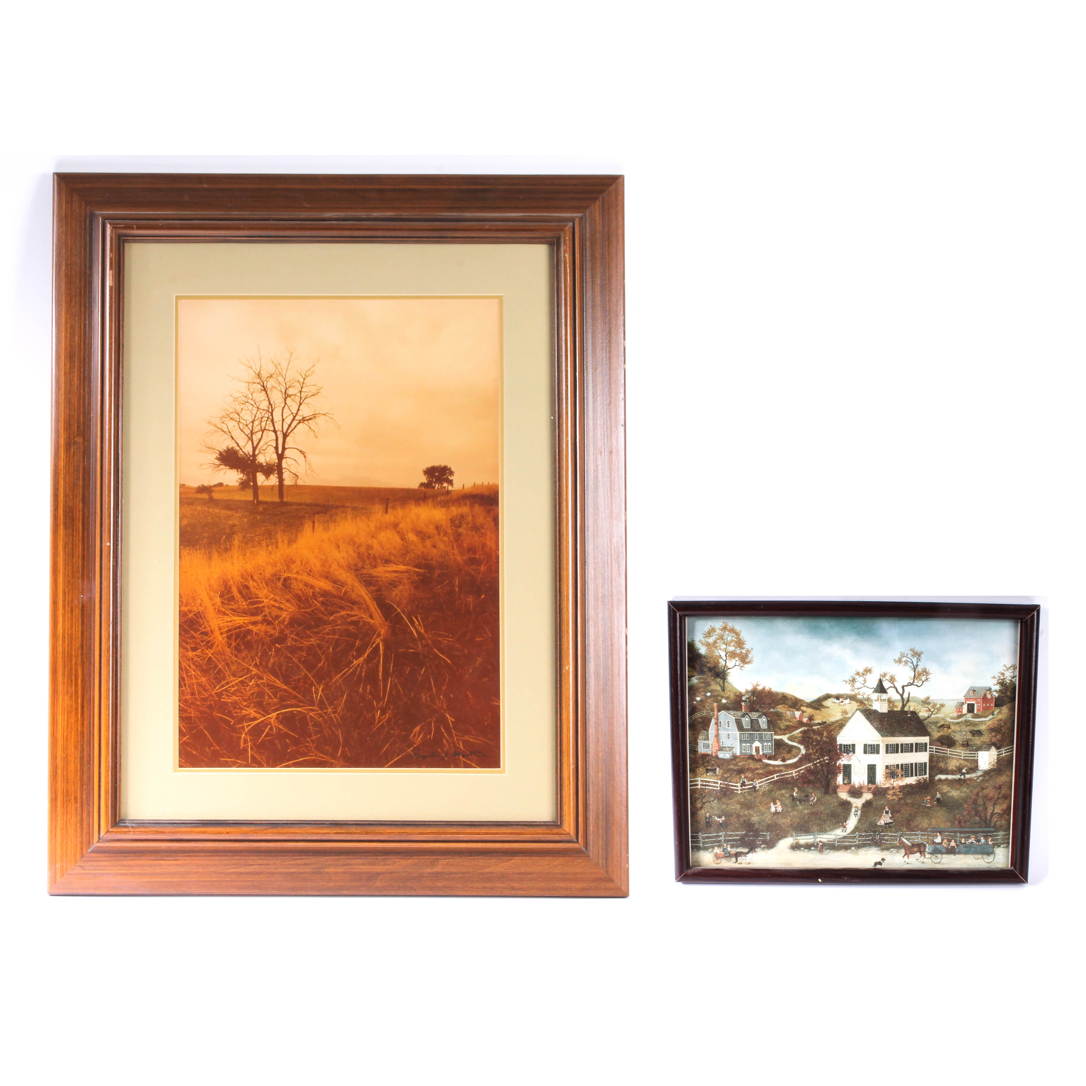 Pair of Framed Rustic Prints