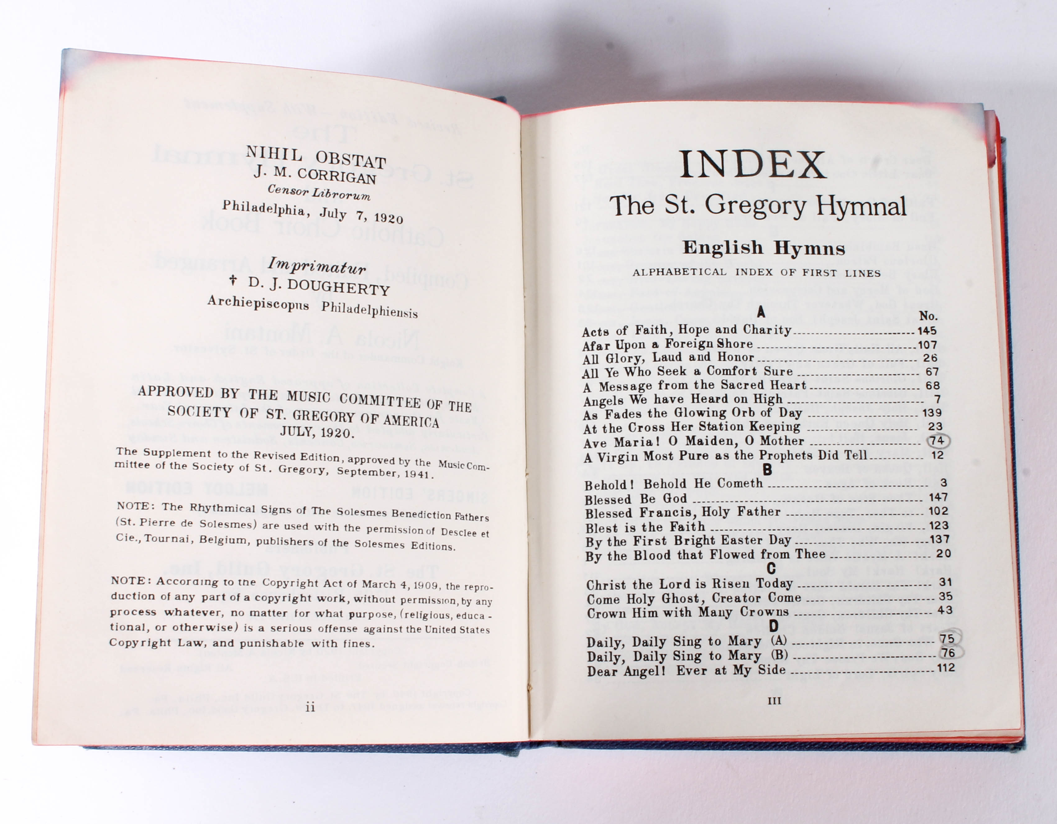 Vintage Bible and Catholic Hymnals