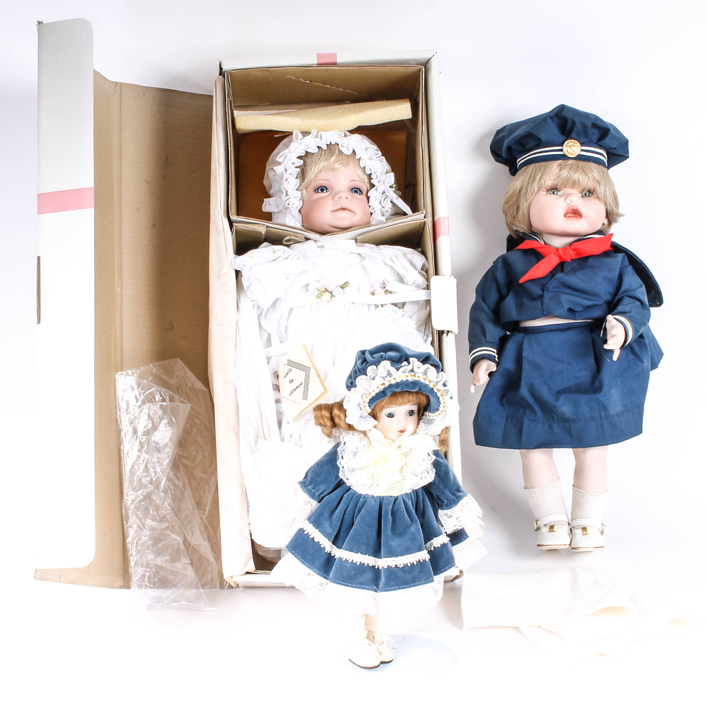 Three Vintage Handmade Dolls