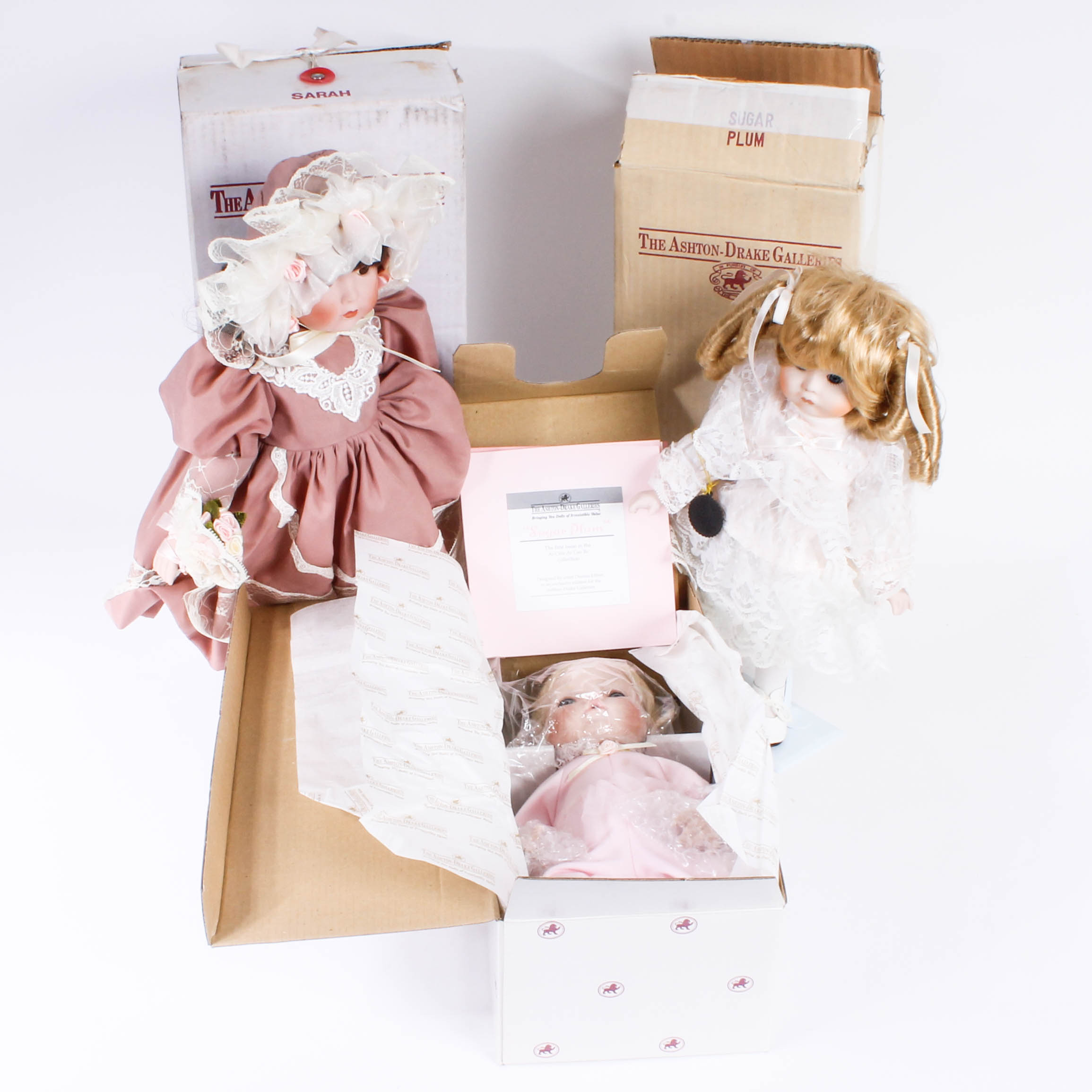 Three Porcelain Dolls by Ashton-Drake Galleries