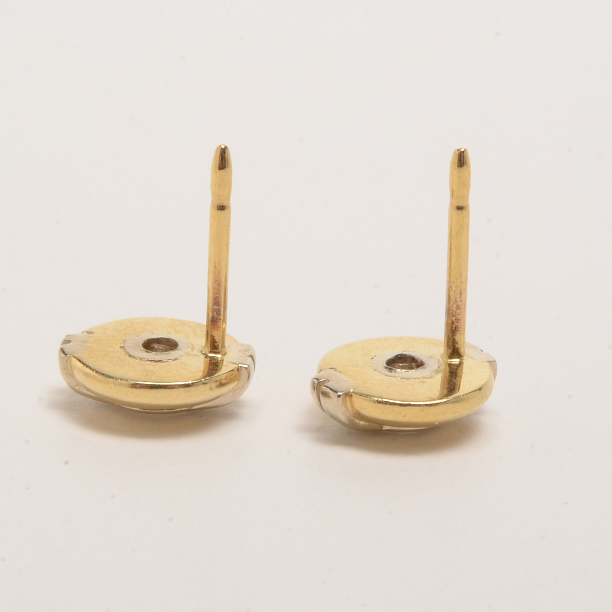 18K Two Tone Gold Diamond Pierced Earrings