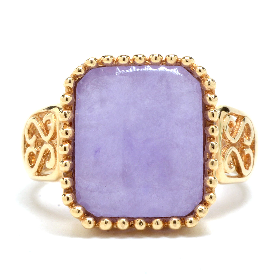 14K Yellow Gold Lavender Jadeite Ring