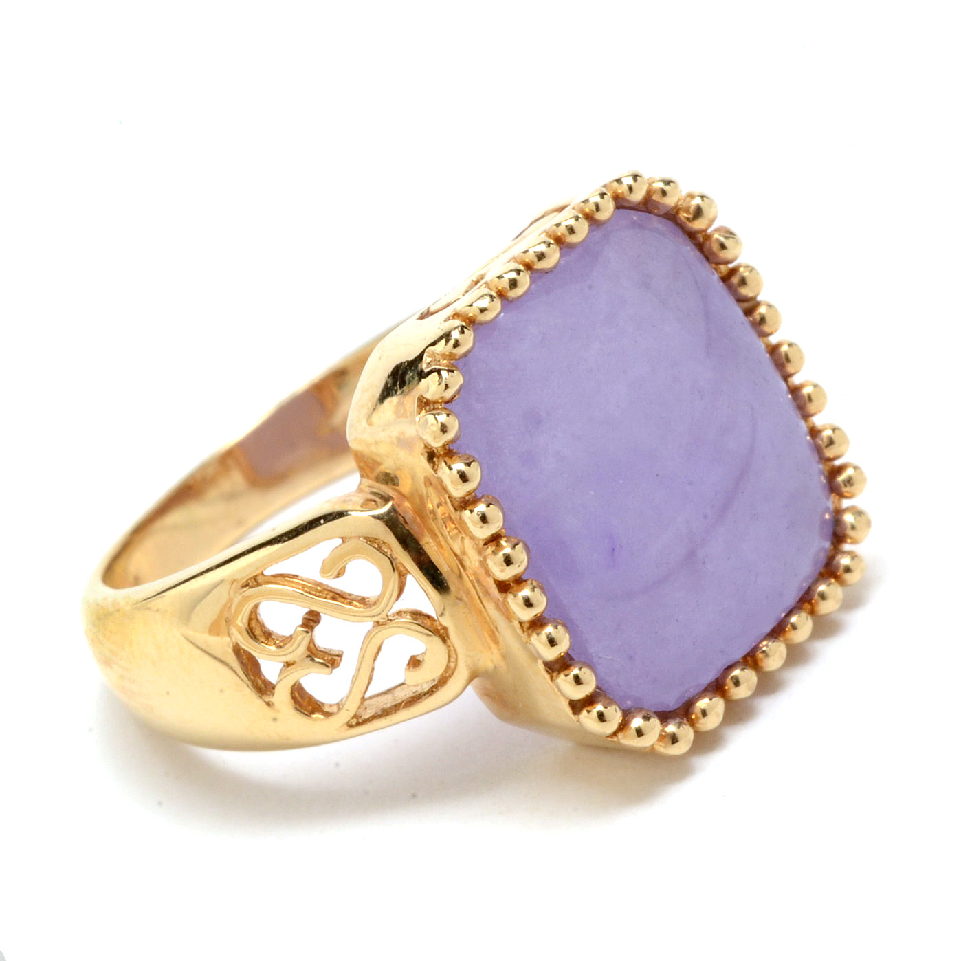 14K Yellow Gold Lavender Jadeite Ring