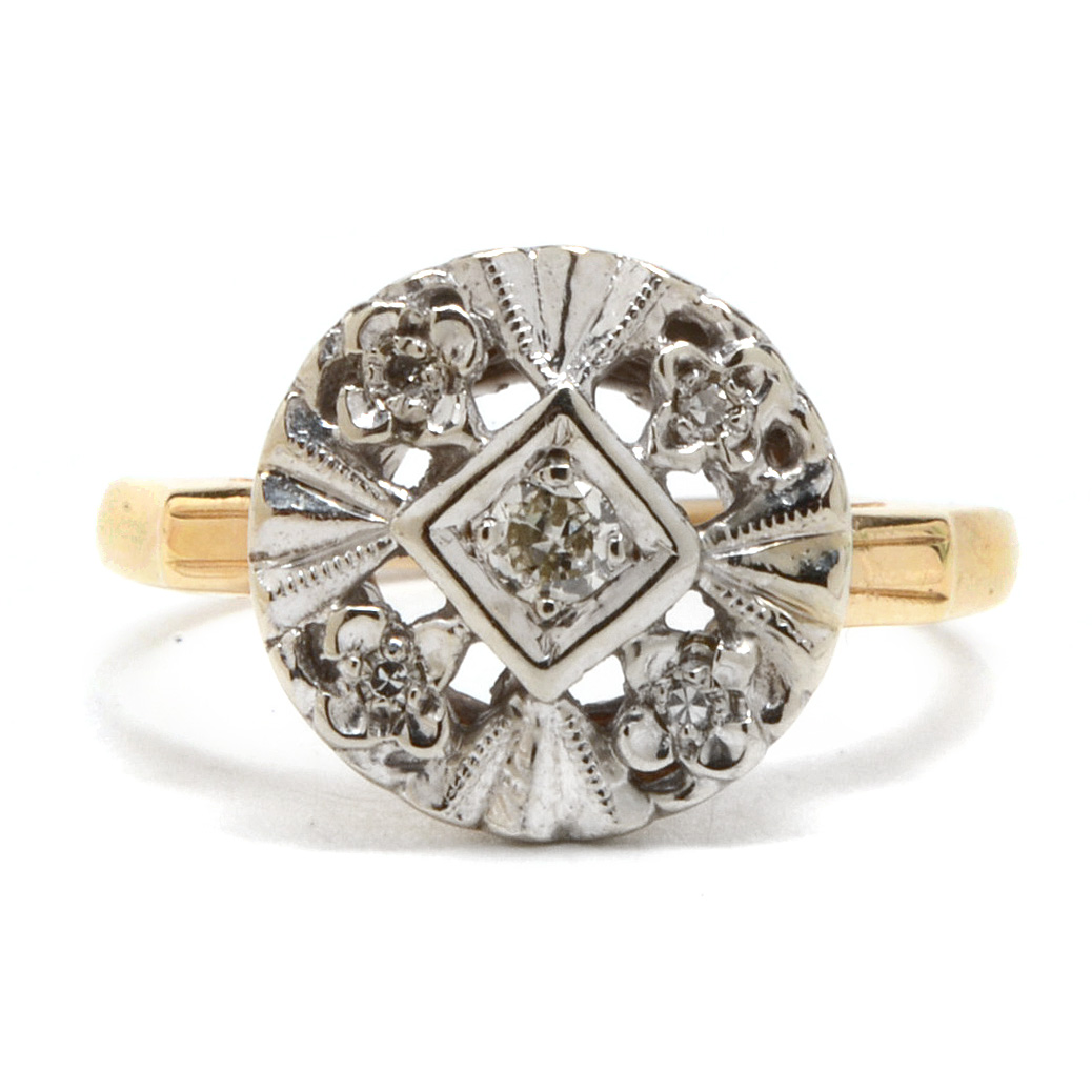 Edwardian 14K Yellow Gold Diamond Ring