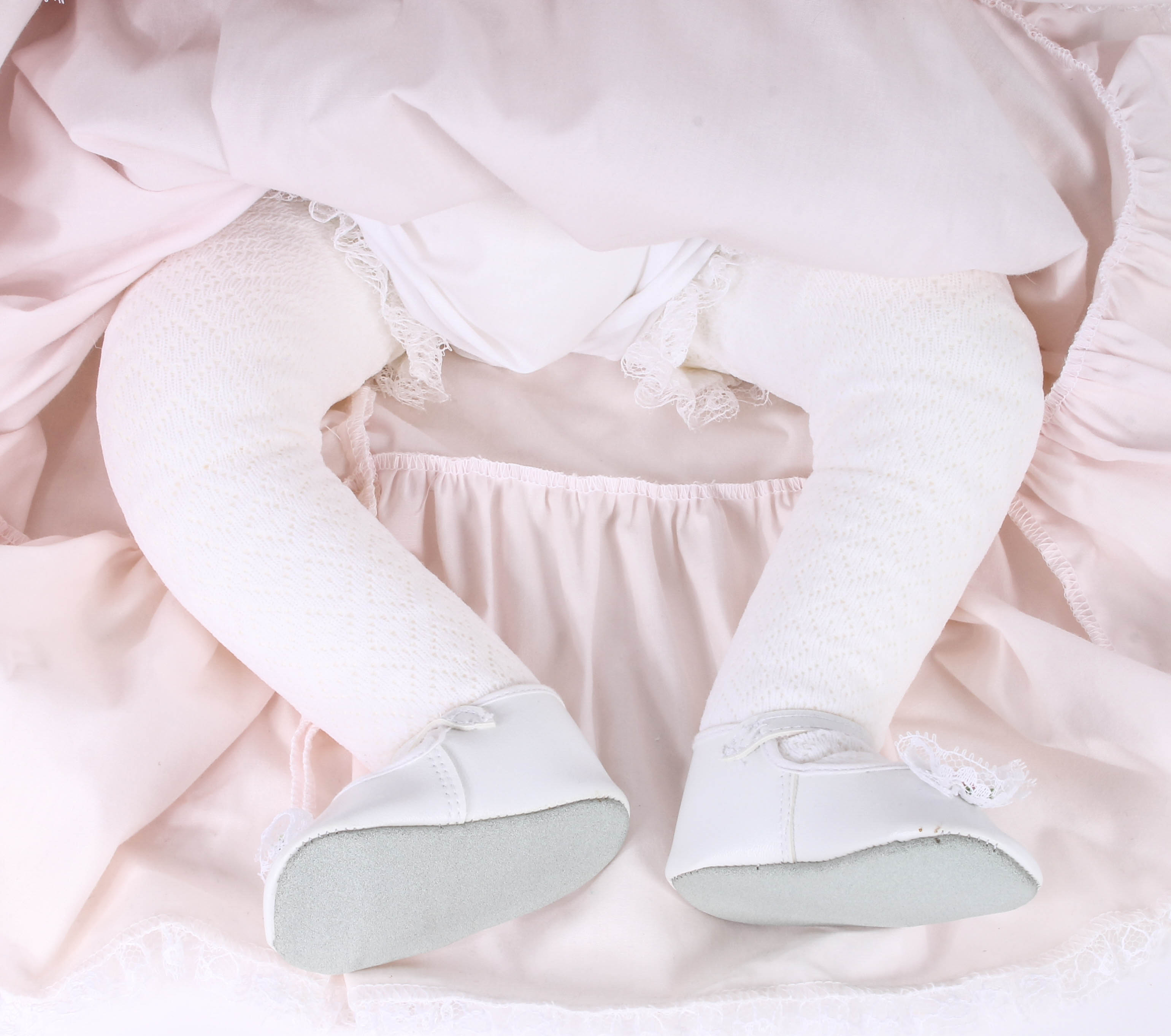 Handmade Porcelain Doll in Wicker Bassinet