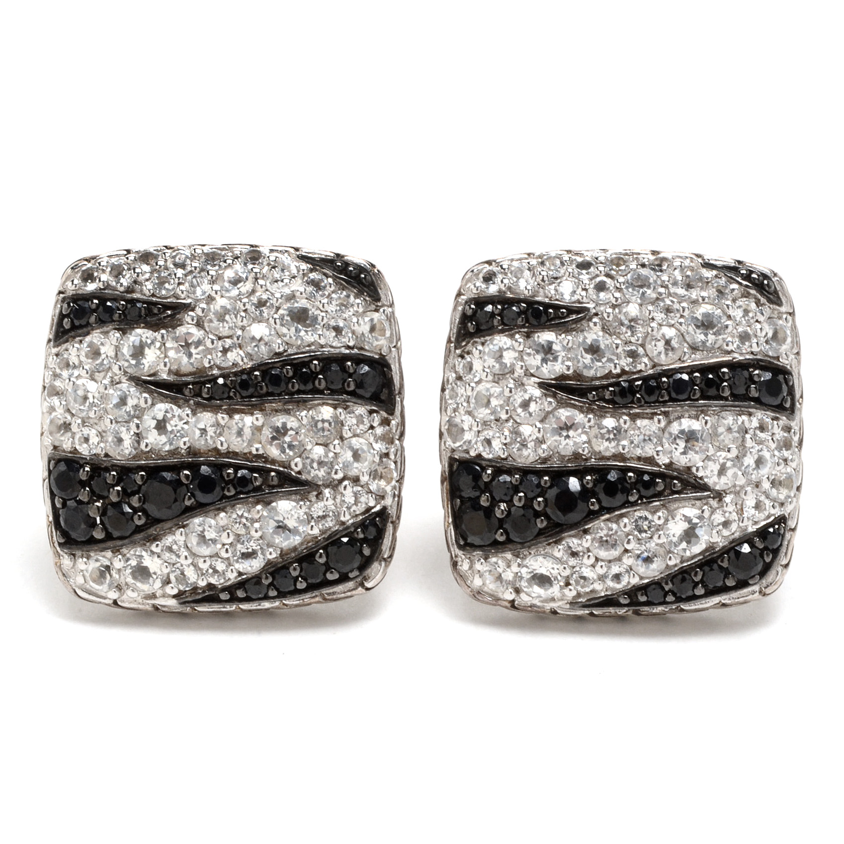 John Hardy Sterling Macan Black and White Sapphire Cufflinks