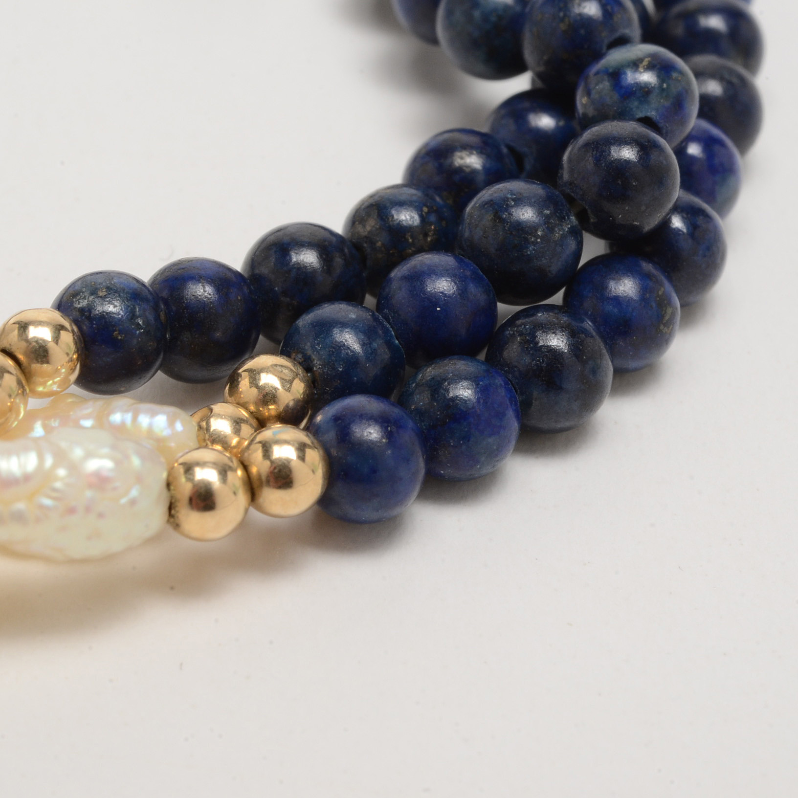 14K Yellow Gold Lapis Lazuli Cultured Freshwater Pearl Bracelet