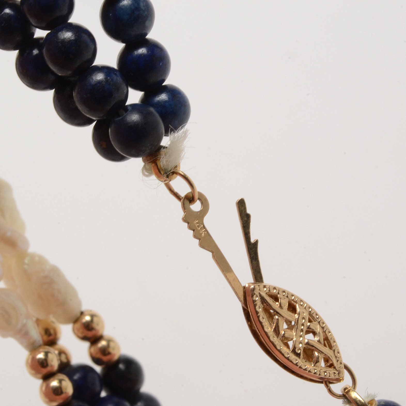 14K Yellow Gold Lapis Lazuli Cultured Freshwater Pearl Bracelet