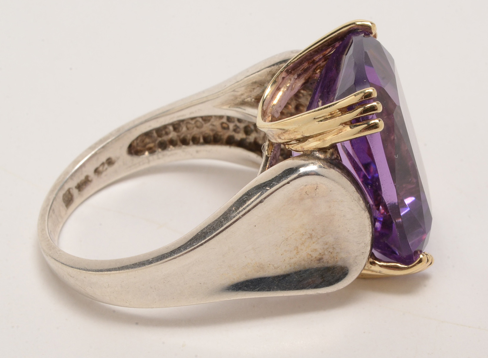 Sterling Silver 14K Gold Two Tone Amethyst Ring