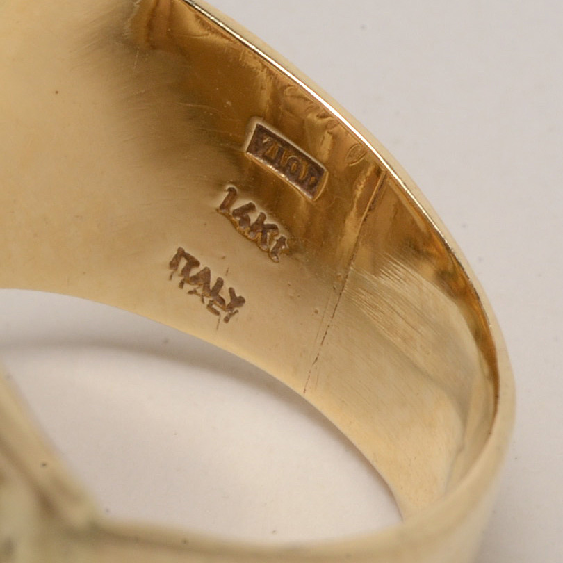 Italian 14K Two Tone Gold Band