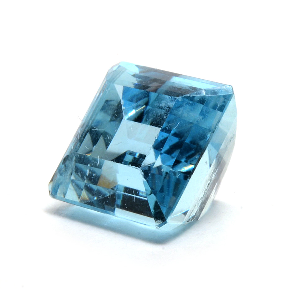 Loose 5.56 CT Cut Cornered Square Step Cut Aquamarine Gemstone