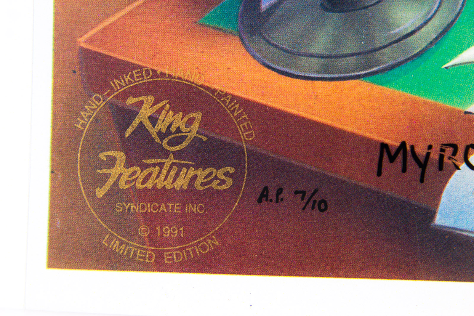 Hand Painted Popeye Themed Animation Cel "Who Does Your Taxes" Signed by Myron Waldman