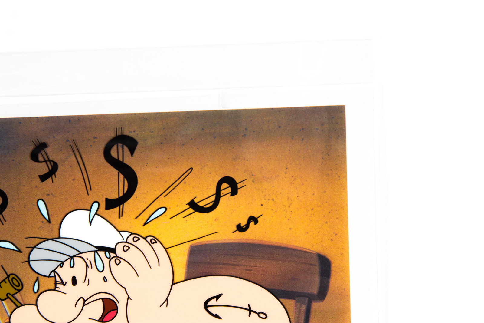 Hand Painted Popeye Themed Animation Cel "Who Does Your Taxes" Signed by Myron Waldman
