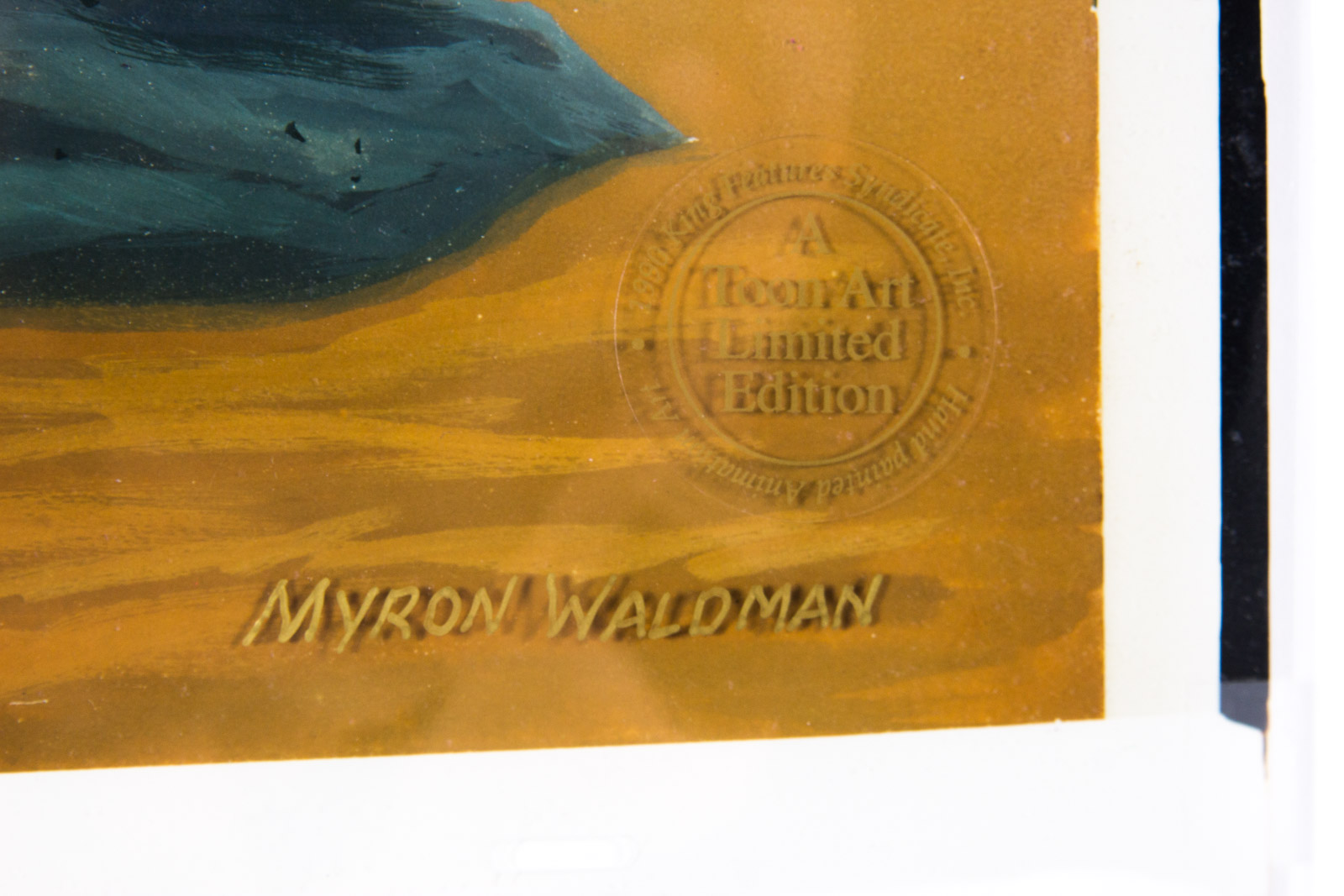 Hand Painted Popeye Animation Cel "Dancing on the Beach", Signed By Myron Waldman