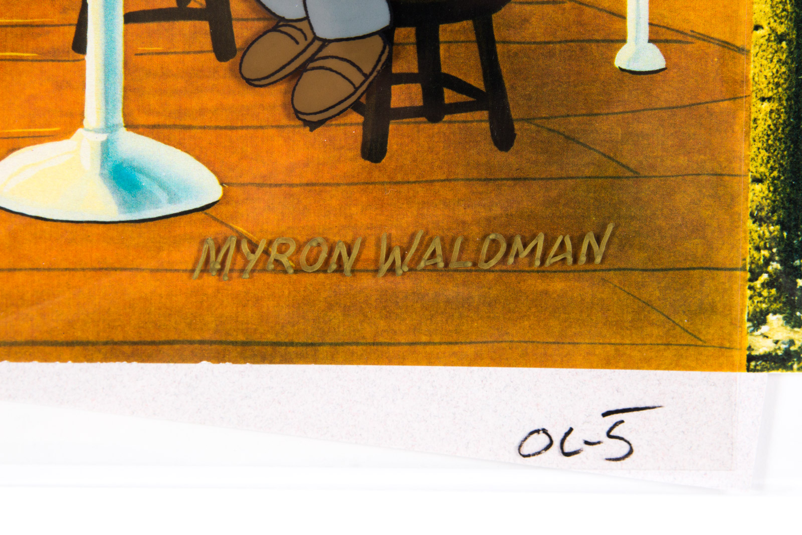 Hand Painted Popeye Animation Cel "Wimpy's Cafe", Signed By Myron Waldman