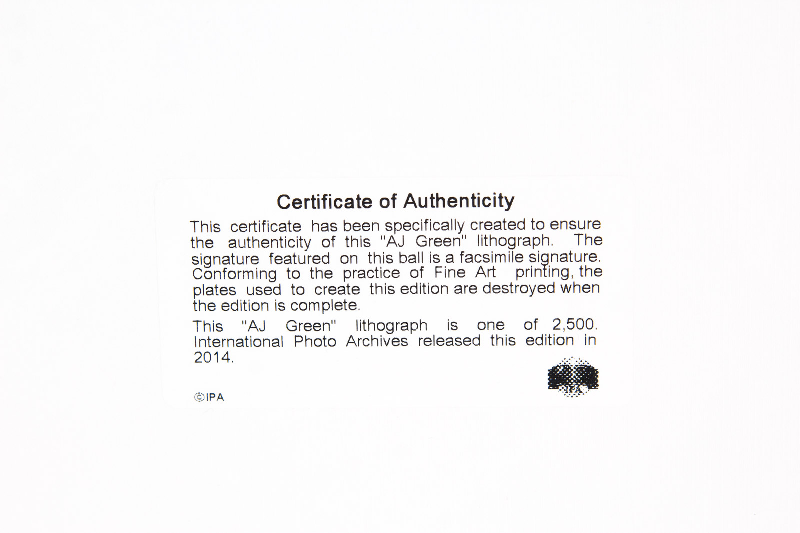 A.J. Green Cincinnati Bengals Lithograph with Facsimile Signature