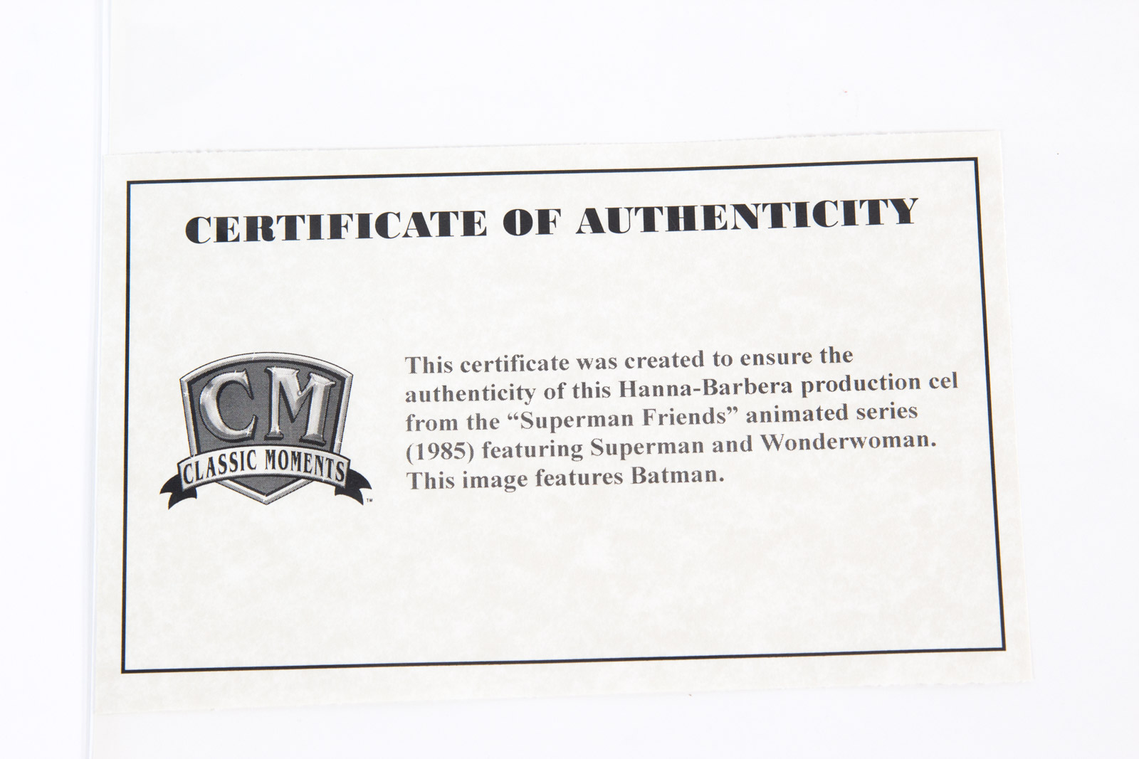 Original 1985 "Super Friends" Batman Animation Cel