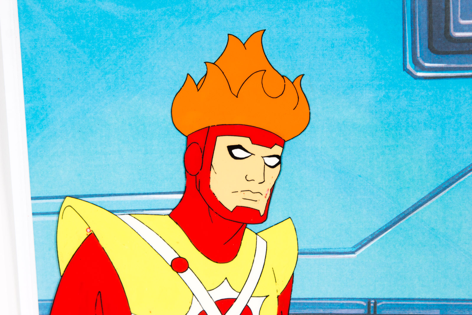 Original 1985 "Super Friends" Firestorm Animation Cel and Production Sketch