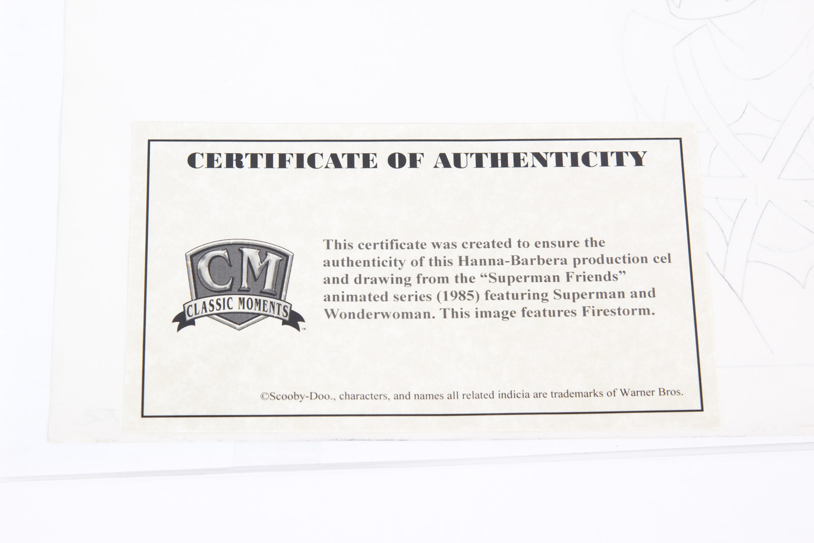 Original 1985 "Super Friends" Firestorm Animation Cel and Production Sketch