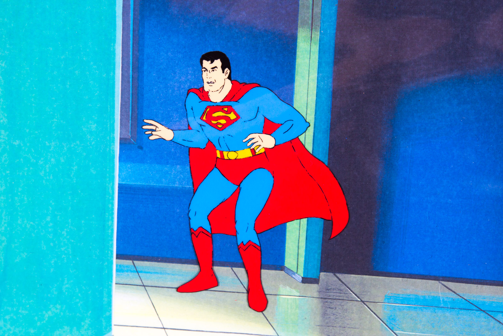 Original 1985 "Super Friends" Superman Animation Cel